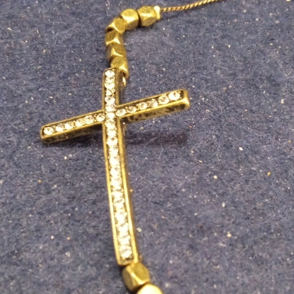 Goldtone Cross Bracelet 8" Vintage - Picture 2 of 6